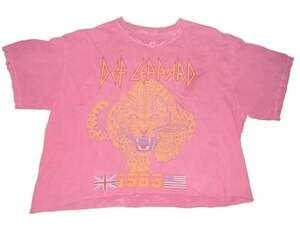 Goodie Two Sleeves Def Leppard 1983 Distressed Crop Top-  Size M/L